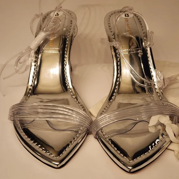 GOOD American Cinder-F*cking-Rella Wedge in Silver Neoprene/Lucite Size 8 - Picture 7 of 10